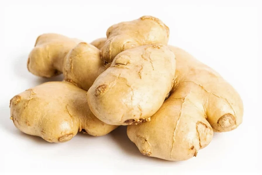 Fresh ginger root compared to spoiled ginger showing texture and color differences