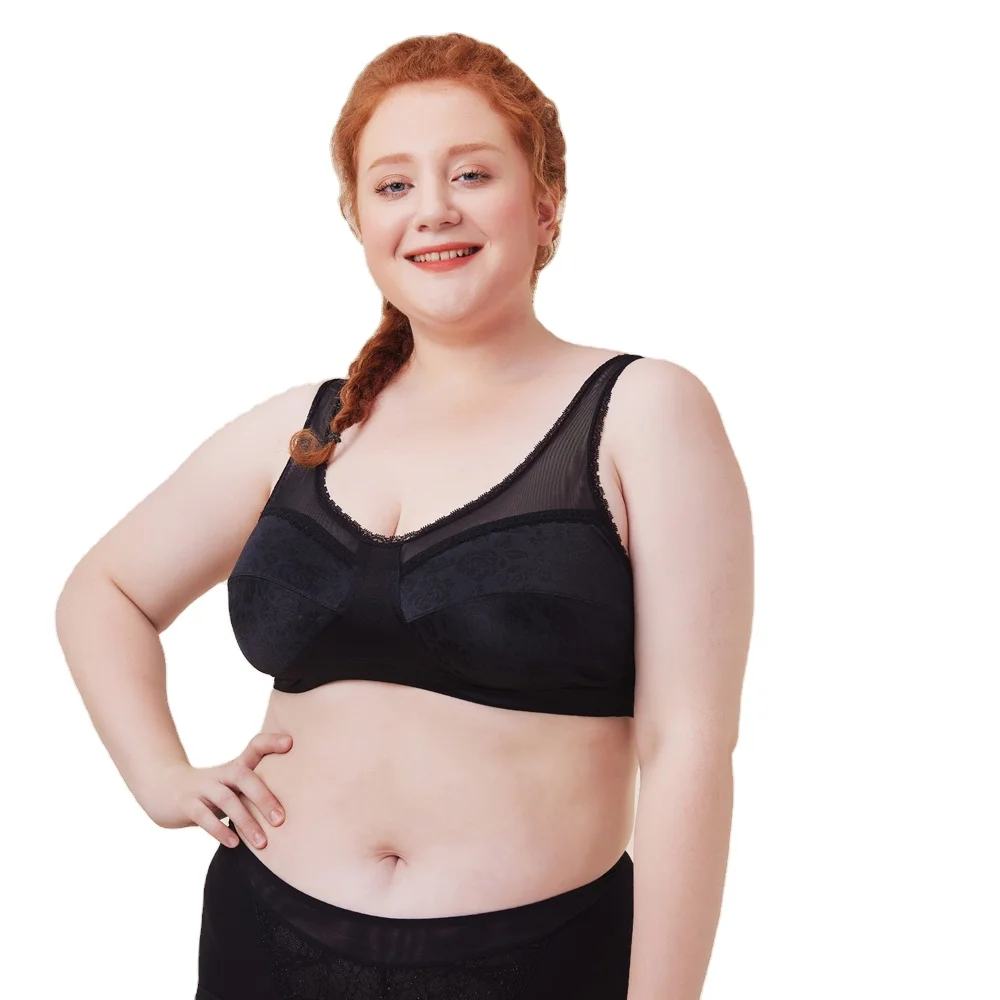

Breathable Satin Deluster Plus Size Bra Sexy Transparent Young Ladies Big Breast Wirefree Bra