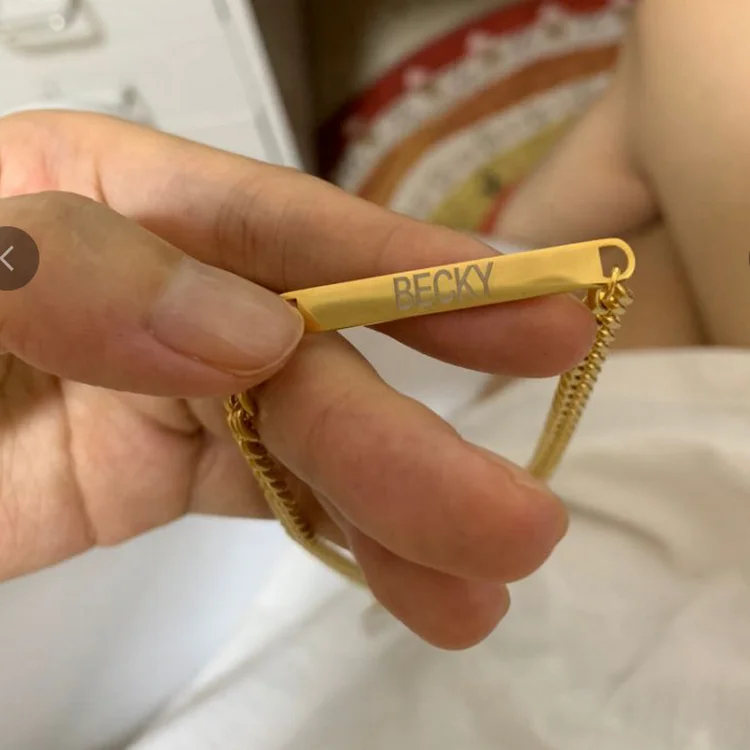 

Bincho Stainless Steel Name Necklace Custom Plate Engraved Or Blank Square Necklace Bracelet 18K Gold Plated For Women Jewelry