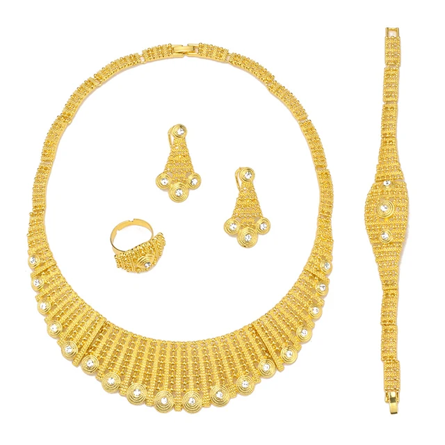 

ADELANTE High Quality Gold Plated Diamond Women's Golden Necklace 4 Piece Set