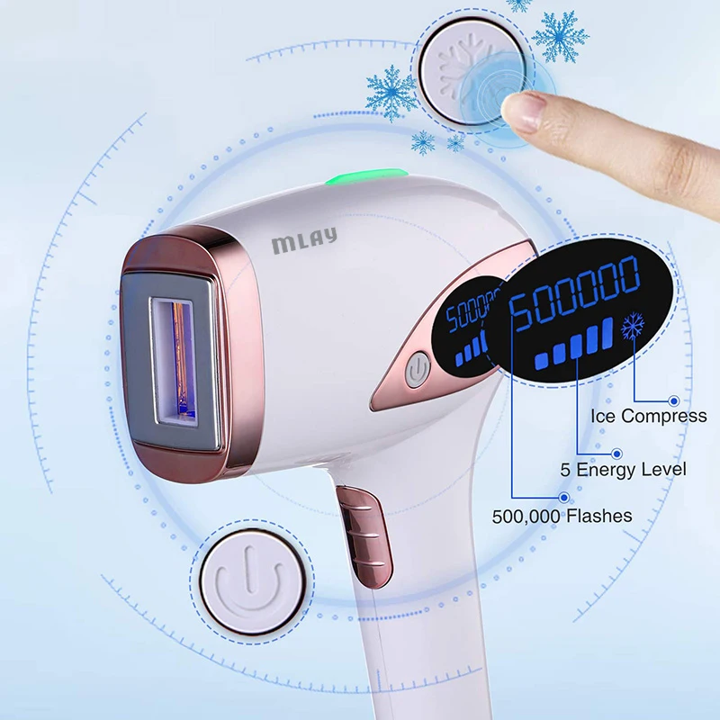 

500,000 flashes best portable at-home ice cooling ipl epilator laser permanent hair removal machine device, Pink