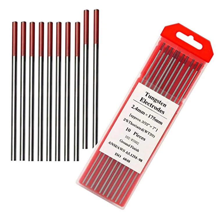 2 percent Thoriated WT20 Red TIG Welding Tungsten Electrode 3.2mm x 175mm 10PK