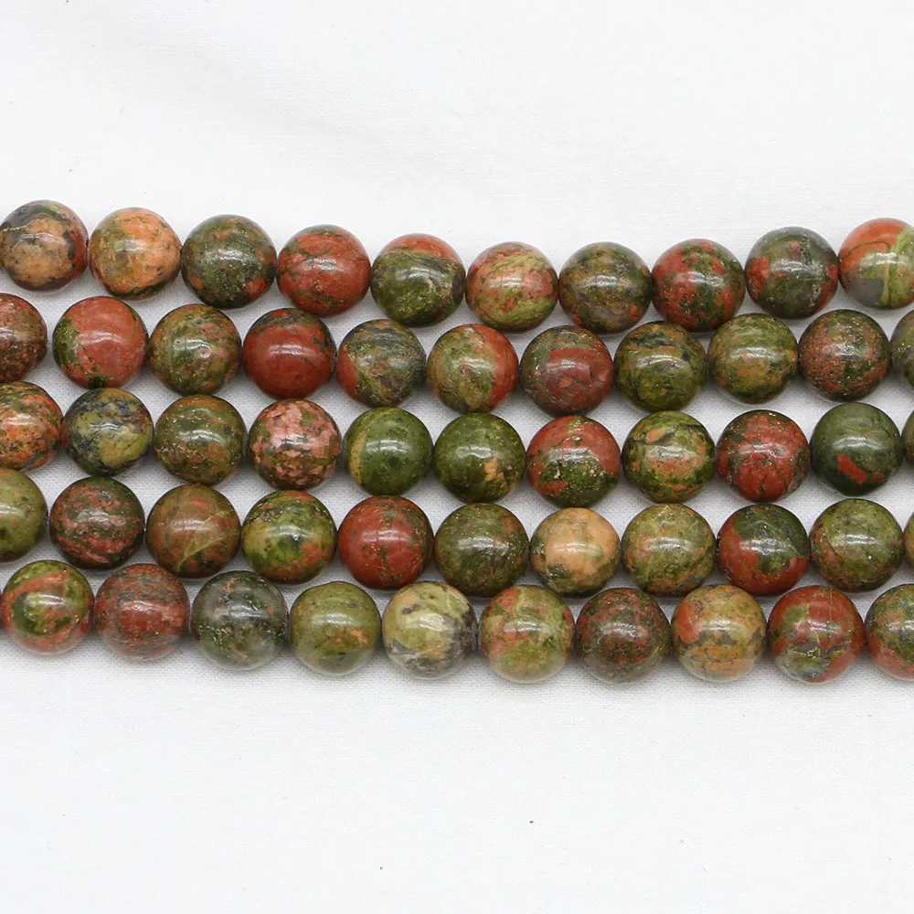 

1strand/lot Natural Stone Unakite Green Jaspers Bead Round Gem Loose Spacer Beads For Jewelry Making Findings DIY Bracelet Gift, Black white yellow red blue brown purple green