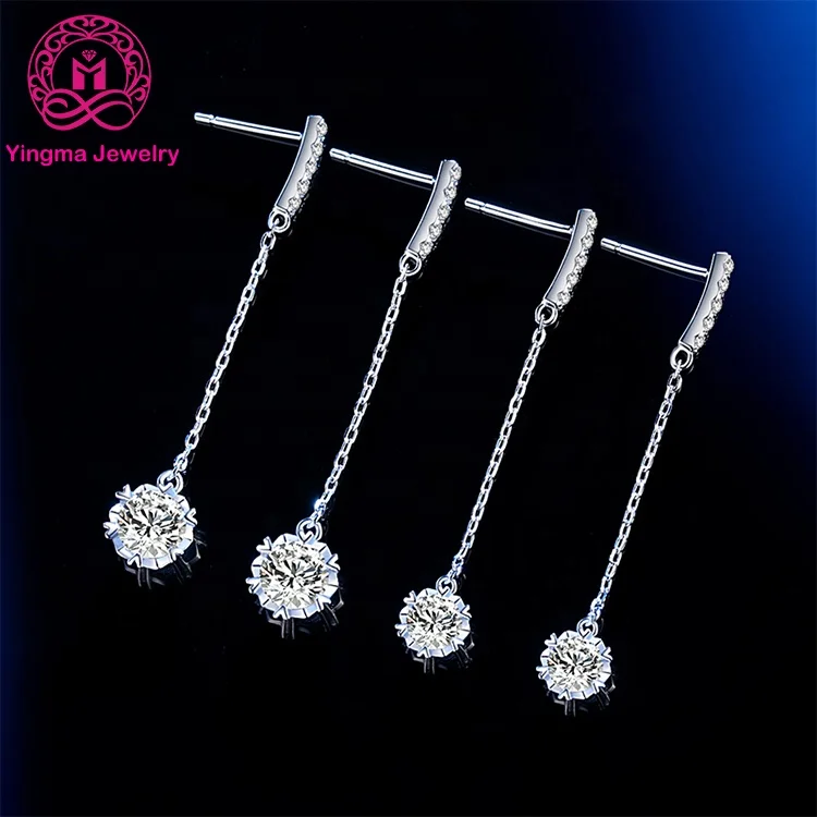 

New arrival women drop earrings 0.5ct 1 carat moissanite earrings gold plated 925 sterling silver moissanite diamond earrings