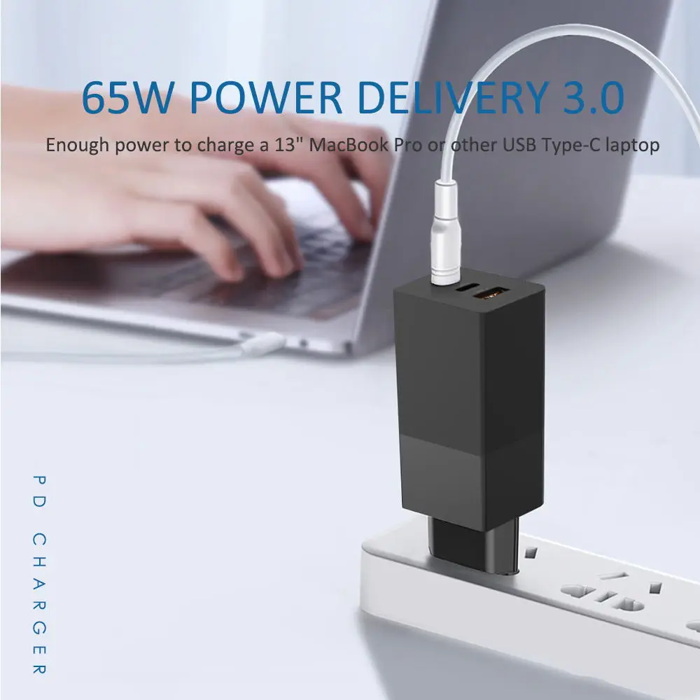 65W Supports QC4.0 PD3.0 Protocol Multifunction Laptop Chargers Fast Charging for Apple Macbook Pro iPhone 13 12 Samsung details