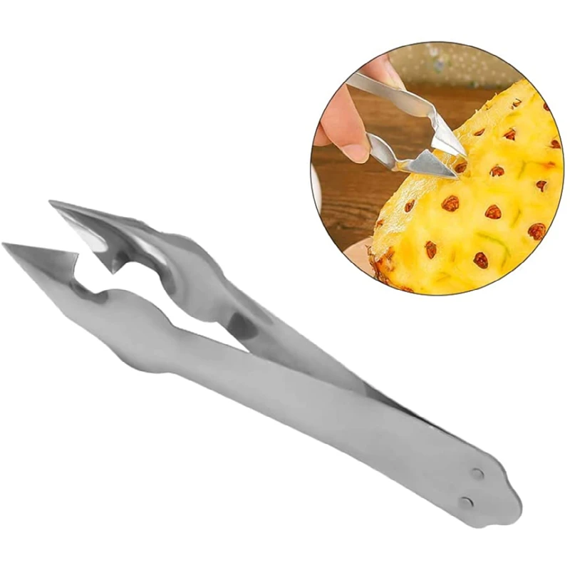 

Stainless Steel Fruit Cutter Pineapple Eye Remover Pineapple Seed Clip for Kitchen, Silver