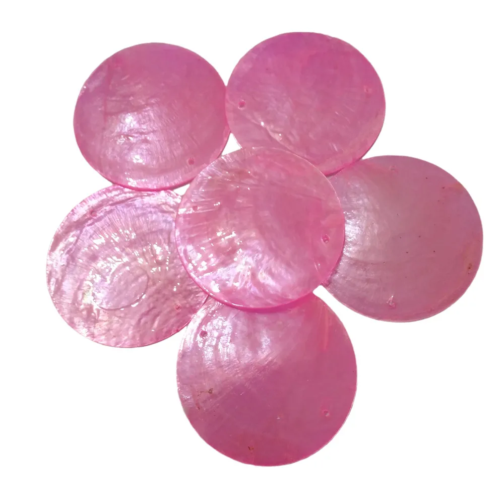 天然50毫米直径capiz贝壳圆形贝壳,带2孔capiz贝壳,用于家庭diy装饰