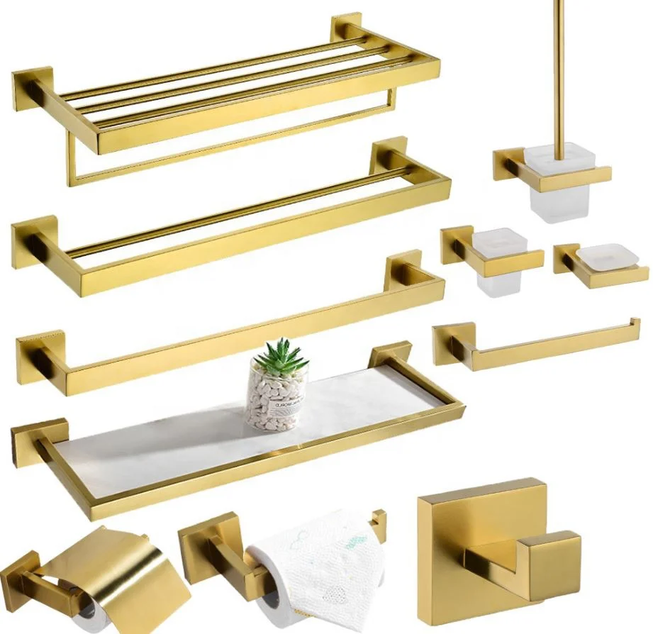 

Hot Sale Stainless Steel 304 Home Hotel Luxury Set Bathroom Accessories Gold