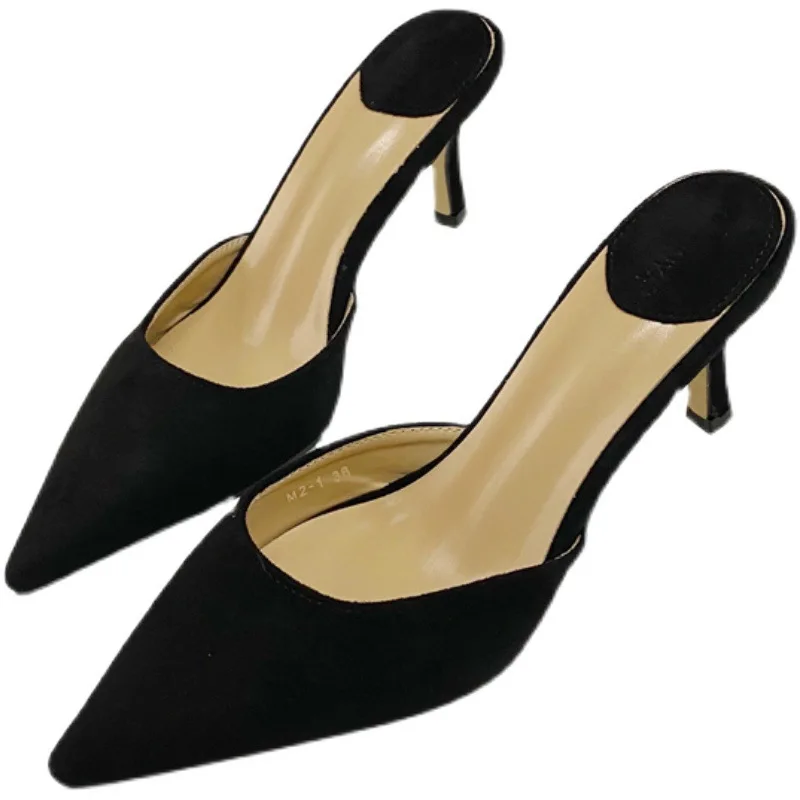 

2022 New Arrival Fashion Ladies Sandals Slippers Solid Color Pointed Head Women Street Party Office High Heel Sandals