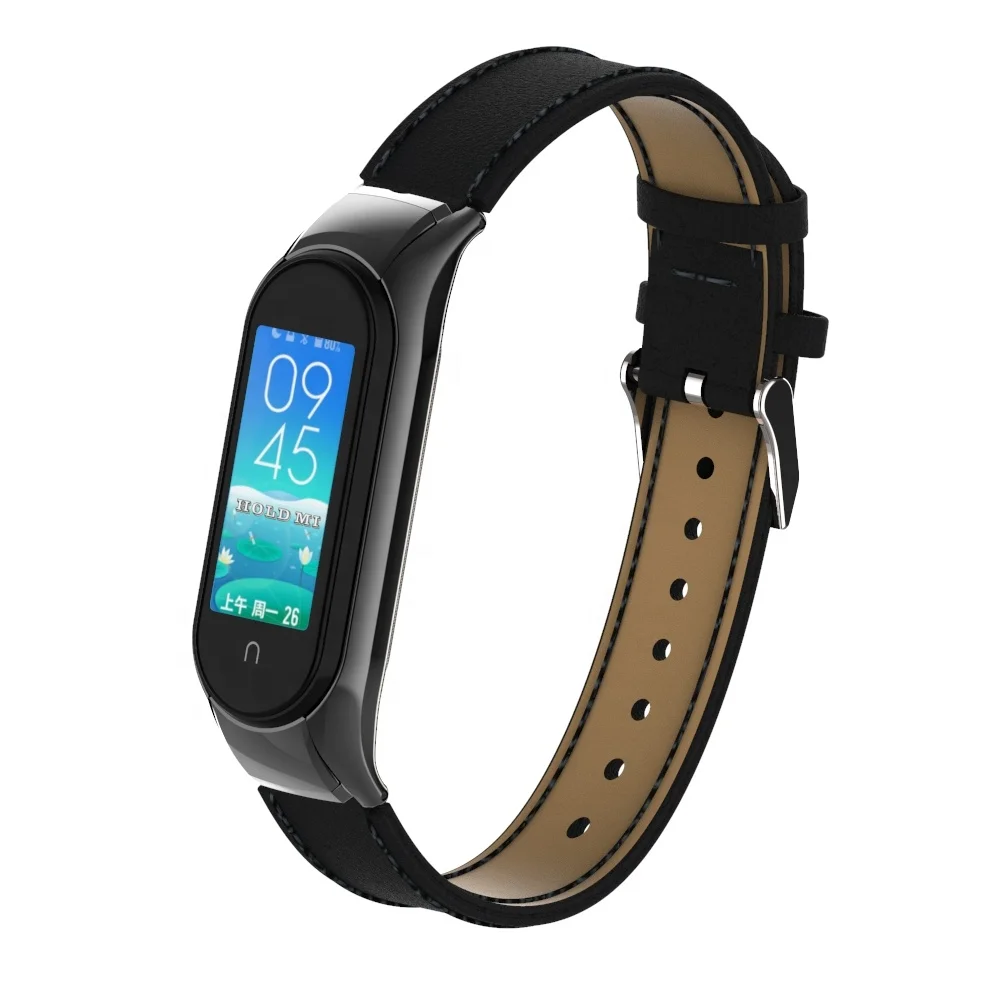 

ODM Holdmi new product 50334 series 32 colors leather type miband5 strap for xiaomi mi band 6 5, Black