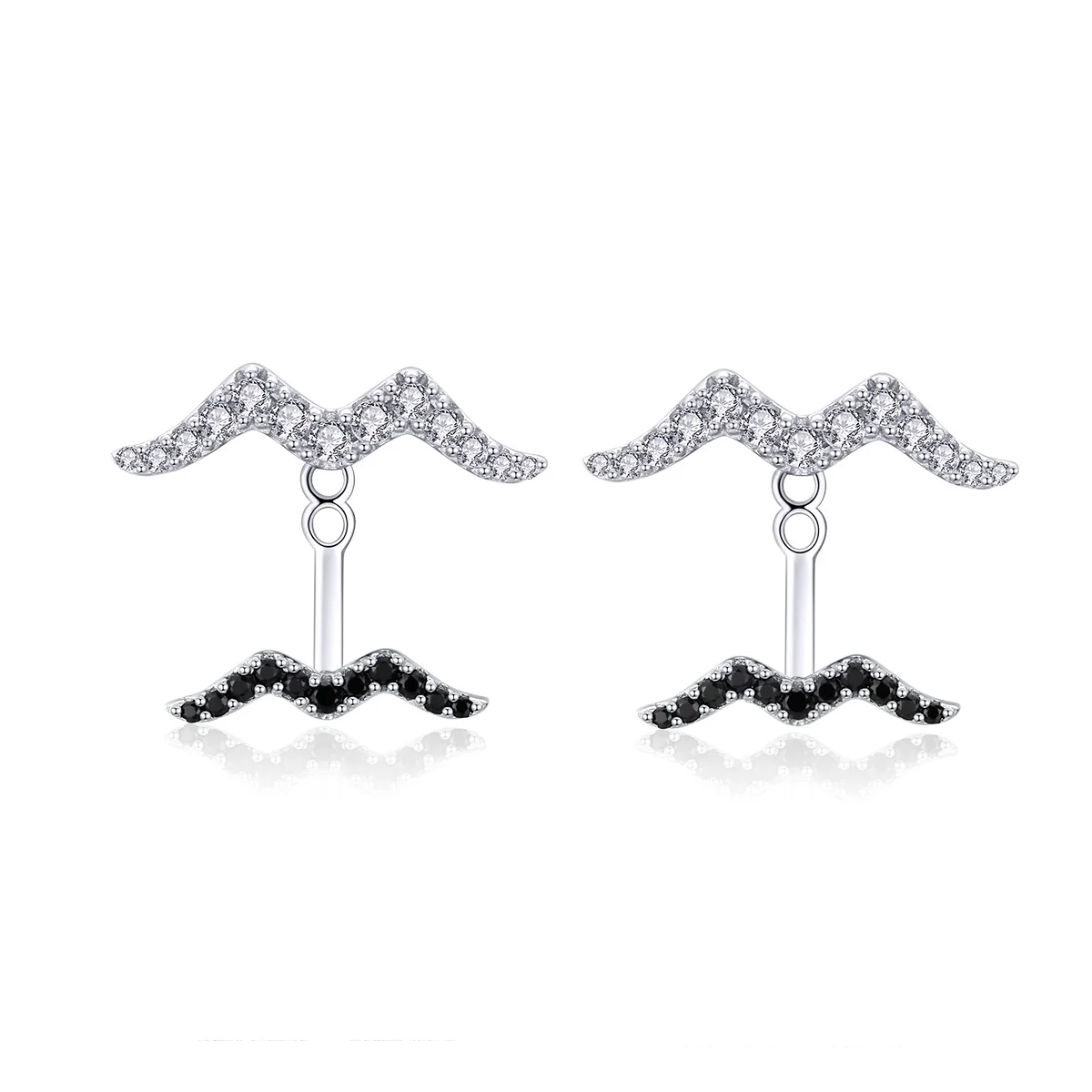 

Customized Design Happy Summer Black And White Cz Seagulls 925 Silver Earrings