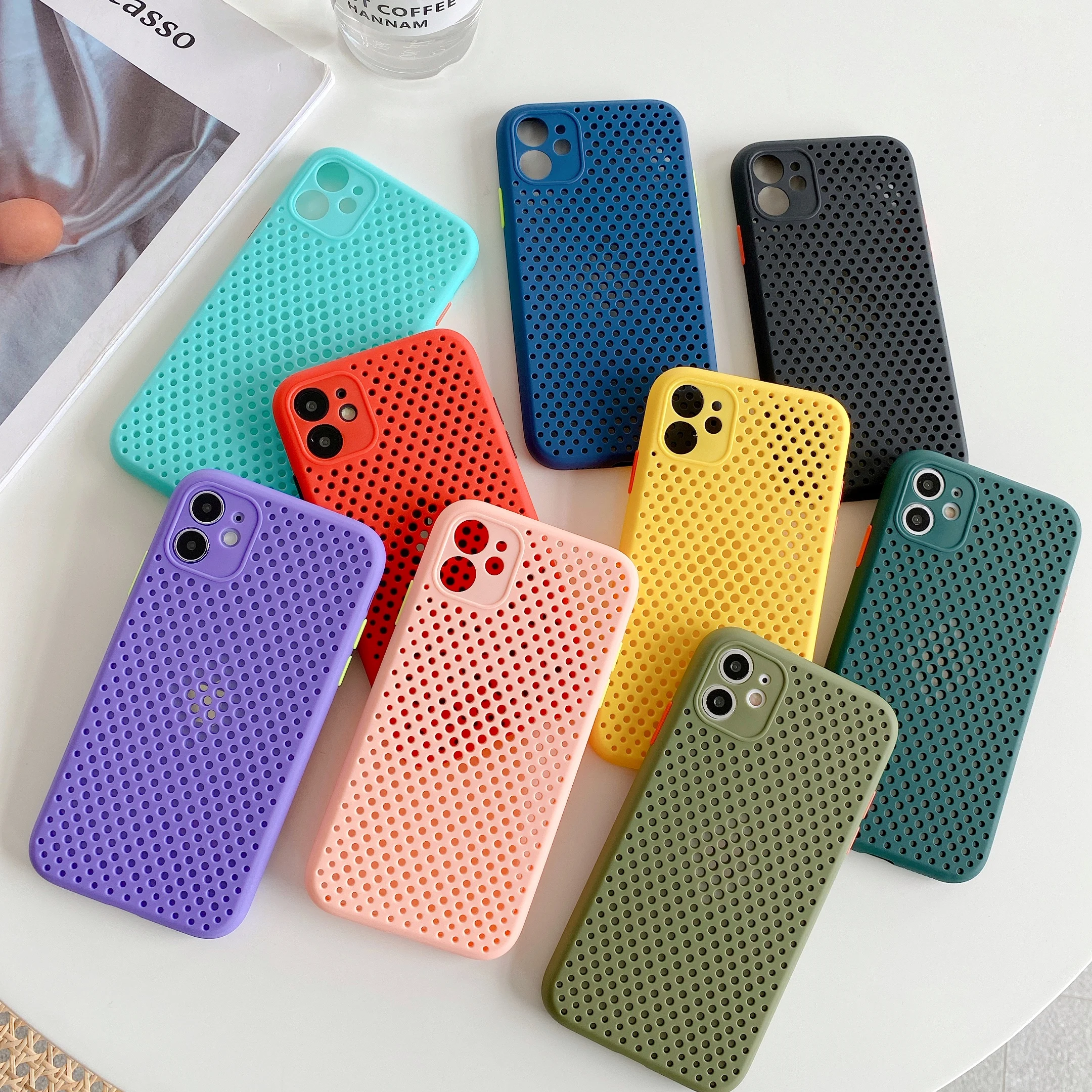 

Summer Cooling Phone Case For iPhone 13 Pro Max Heat Dissipation Case For iPhone 12 Pro Max Breathable Hole Case for iPhone 11