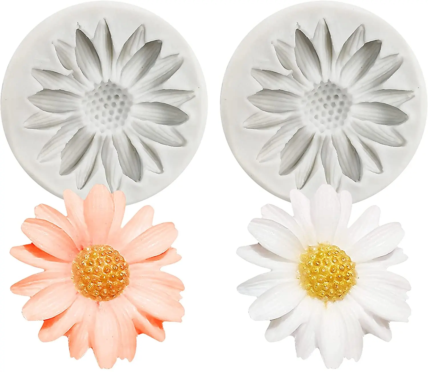 

Two chrysanthemum silicone moulds are suitable for cake decoration, chocolate, candy, jelly, soap and candle moulds
