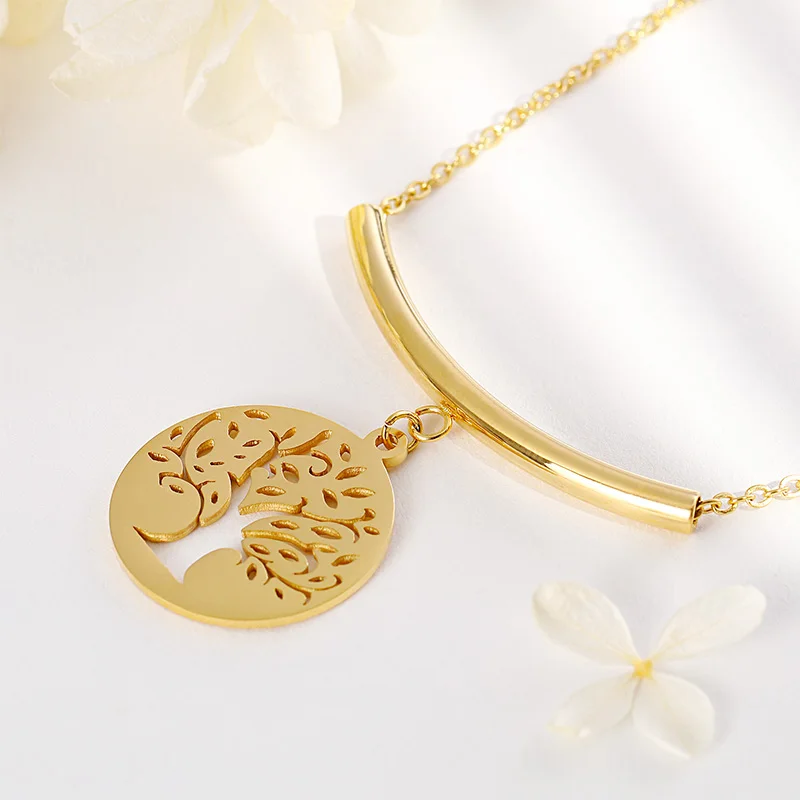 

2021 Charming Qings Stainless Stee18k gold plated solid gold jewelry set life of tree for girls