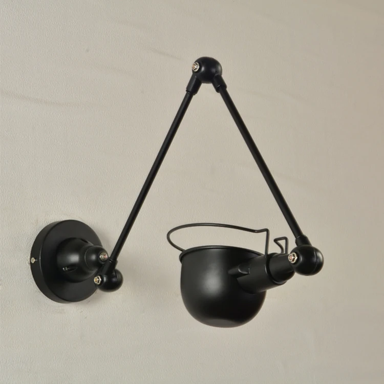 High Quality light fixtures industrial loft style lamp bedside E27 led wall light adjustable