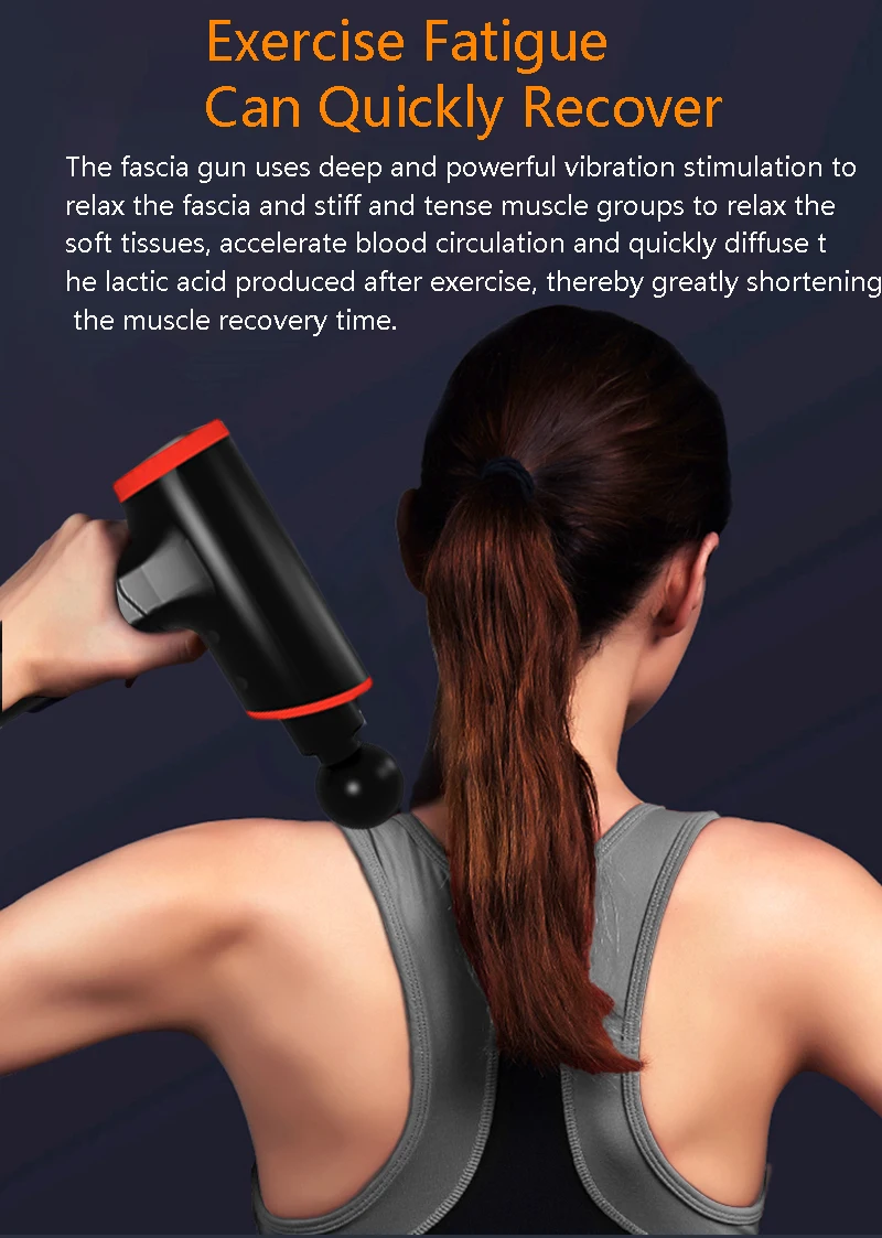 Handheld Electric Deep Vibrating Tissue Fascia Muscle Massager Gun with 4 massage heads