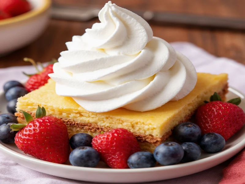 Homemade whipped cream topping fresh berry dessert