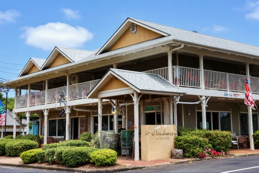 Cinnamon's of Kailua restaurant exterior with tropical landscaping and outdoor seating area on Hekili Street