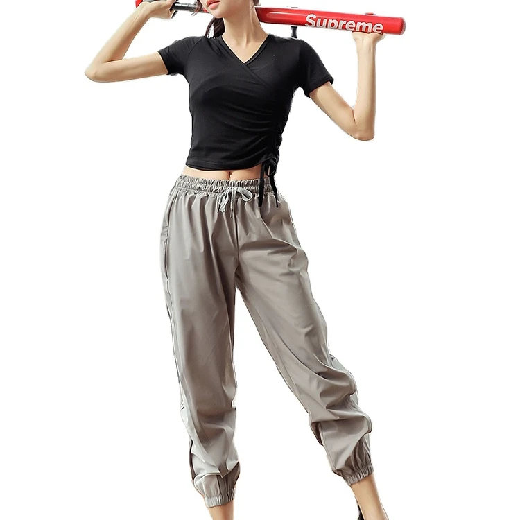 

Summer women's yoga clothes three-piece set modal short-sleeved sexy plus size Pilates Fitness exercise running outfit