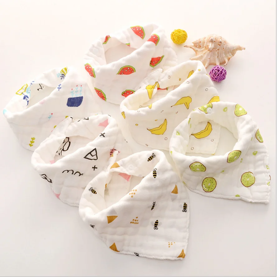 

8 Layers 100% Organic Cotton Soft And Absorbent Baby Bandana Drool Bibs Triangle For Boys & Girls