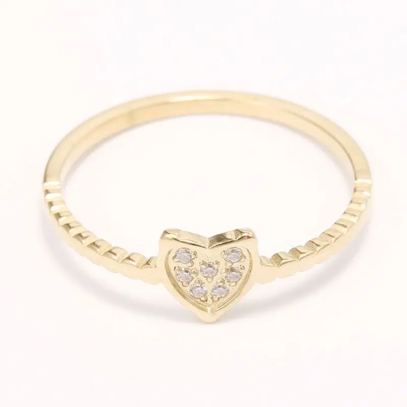 

Unique Design Gold Plated Heart Pendant Zircon Stainless Steel Dainty Rings Trendy Women