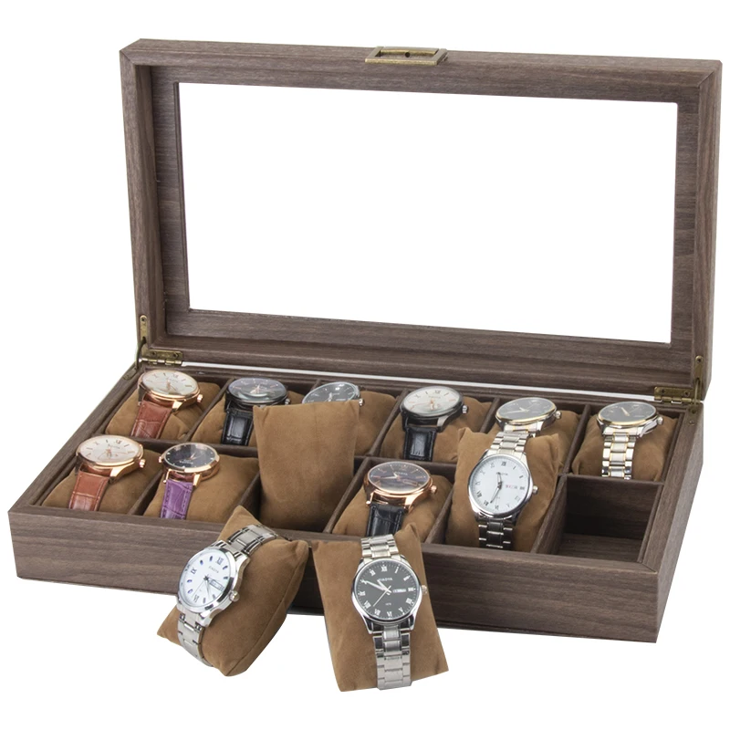 

Spot Wholesale Retro Version 12 Watch Storage Display Case 12 Walnut Watch Luxury Organizer Leather Watches Storage Boxes