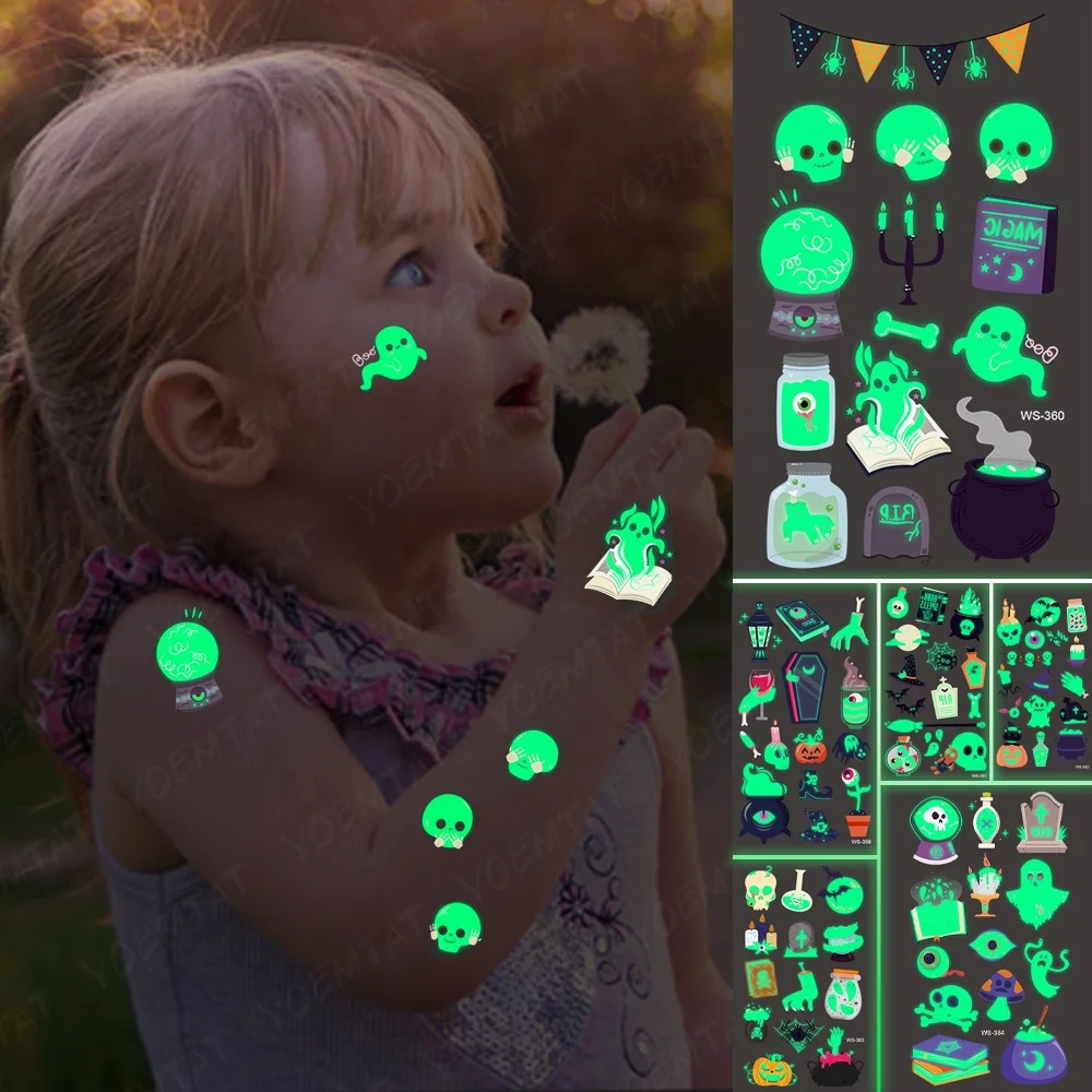 

Wholesale children luminous tattoos magic halloween tattoo sticker, Cmyk