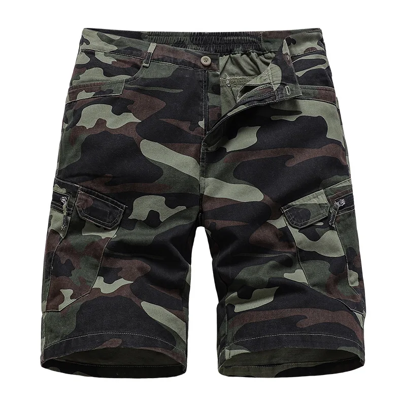 

2024 Summer Mens Casual Knee Length Cotton Washed Cargo camouflage Shorts Men Cotton Workout Bermuda short pants