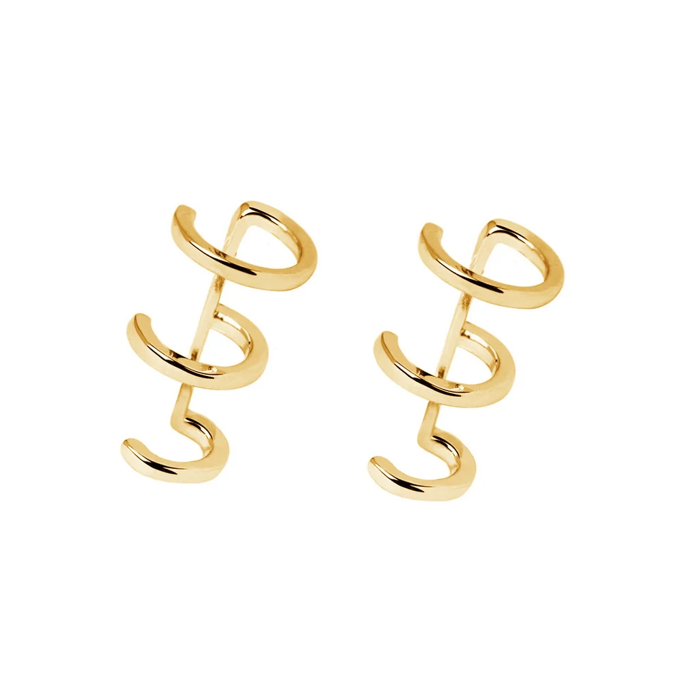 

fine jewelry 925 sterling silver 18k gold plated ear cuff triple ring earrings for women