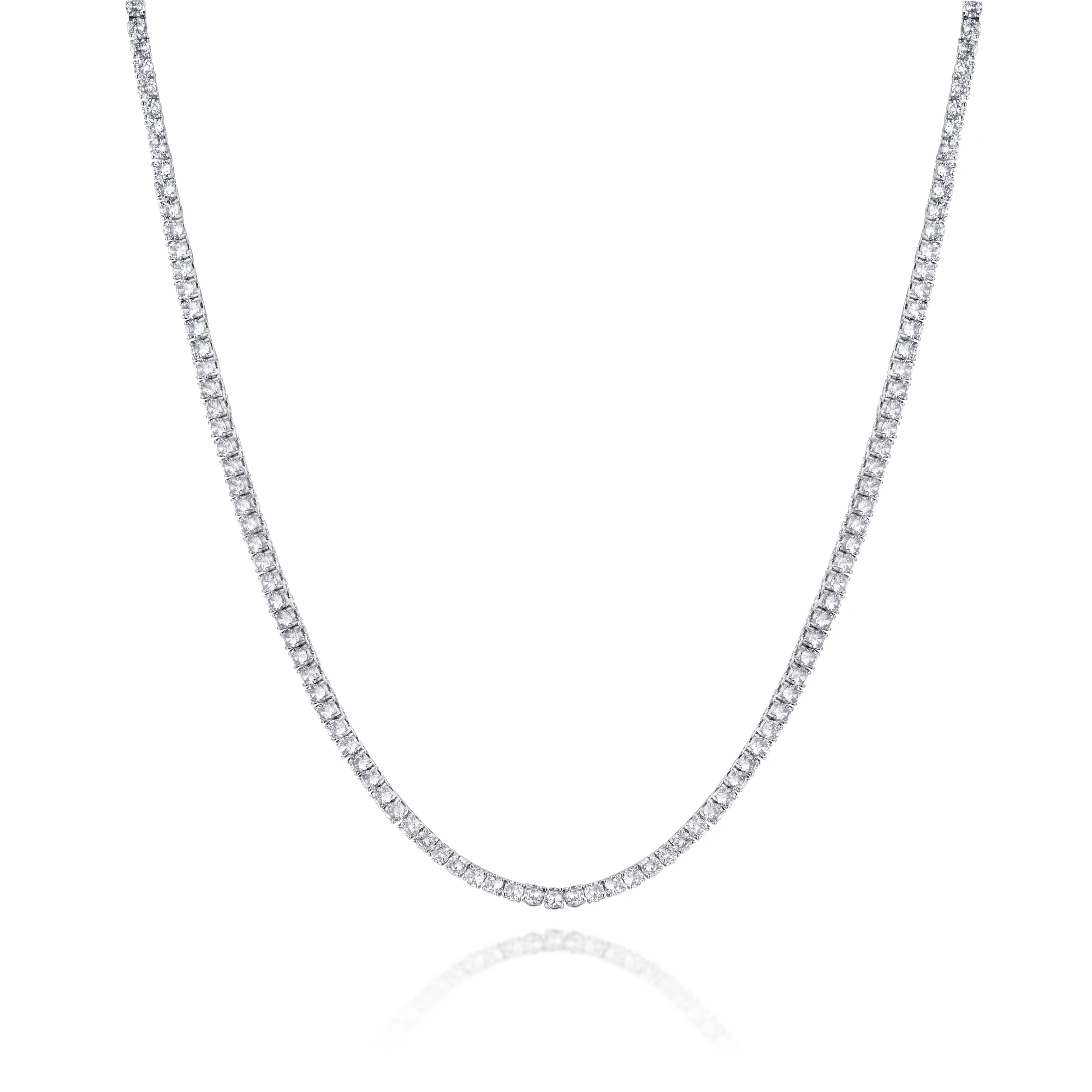 

Diamond Tennis Chain Baguette Hip Hop Necklace Silver Plated Latest Designs Link Chain Pendant Necklaces