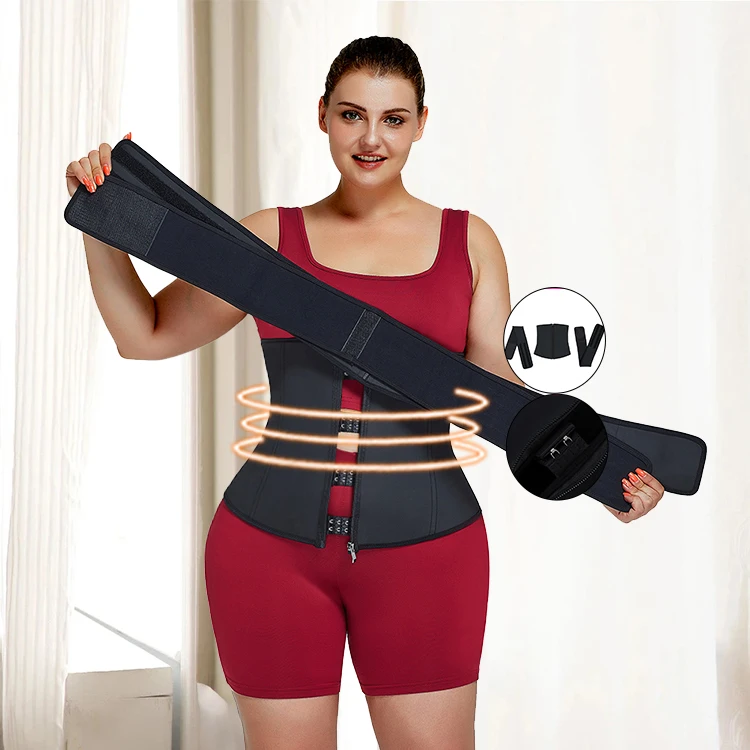 

Custom Service Waist Trimmer Front Hooks Removable Belt Tummy Control Double Strap Latex Waist Trainer