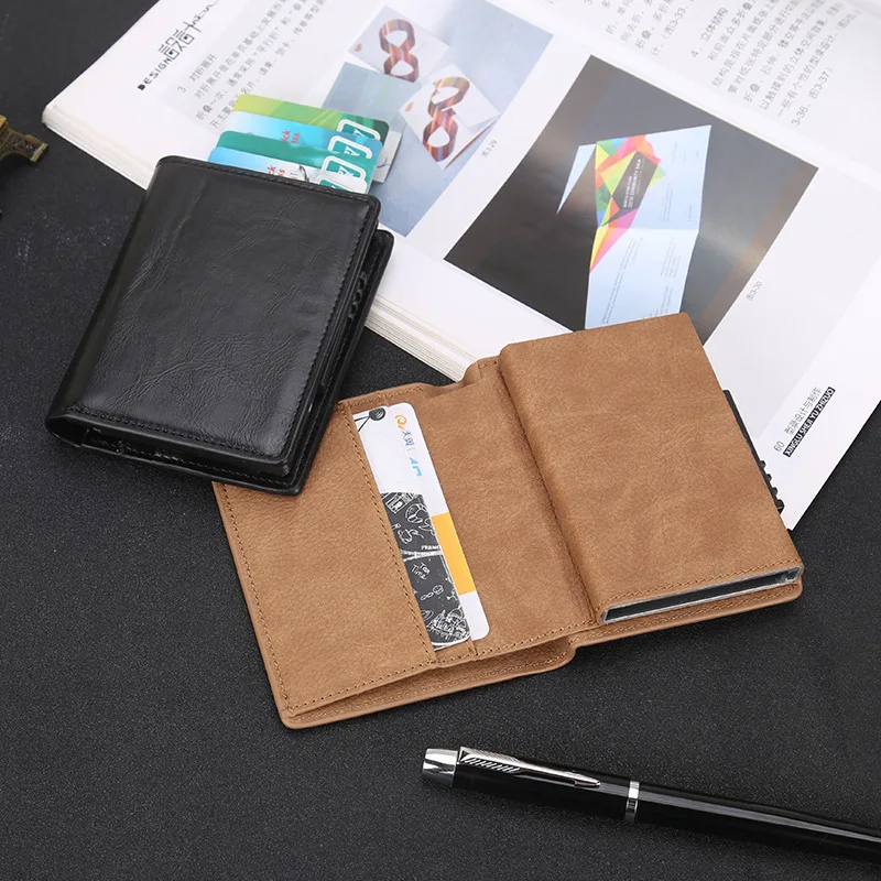 

Leather RFID Minimalist Wallet - Wallets for Men with Slim Pop-up Card Holder