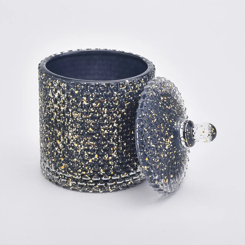 280ml Black Candle Holder With Gold Decoration