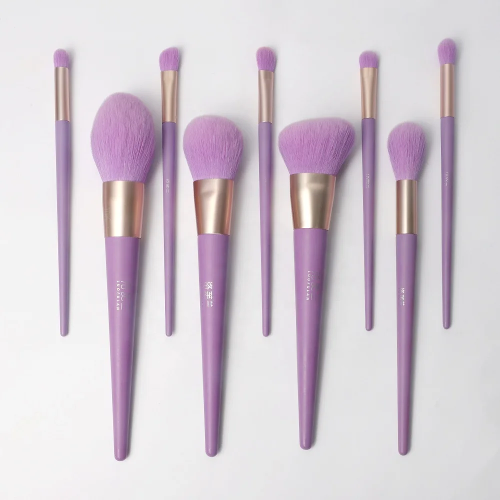 

2022 ZH Beauty Makeup Good Quality Rose Gold Ferrule Synthetic Hair OEM ODM Custom Logo Purple Private Label Makeup Brushes