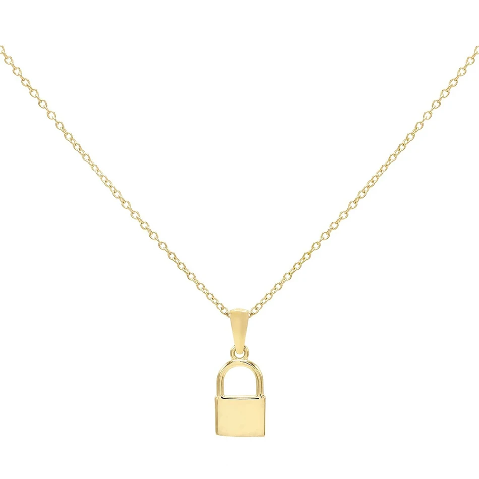 

classic necklace jewelry 925 sterling silver hot 18k gold plated mini lock necklace for women