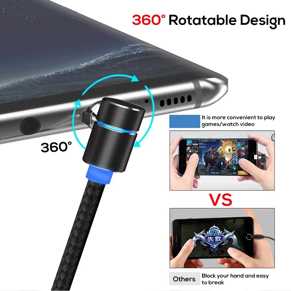 ZICAS Magnetic USB Cable Factory 1m(3ft) LED Magnetic Charging USB Cable for iPhone Charger 2A - ANKUX.COM