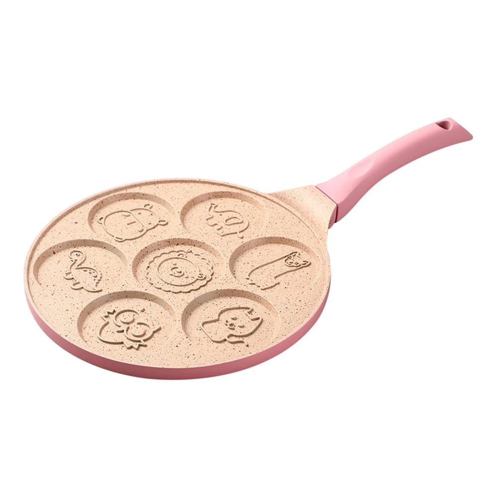 

Breakfast Omelette Pan Waffle Baking Anti-scald Frying Pan Aluminum alloy Non-stick Pan Cute Animal Pattern With Seven Hole, Black/pink/blue