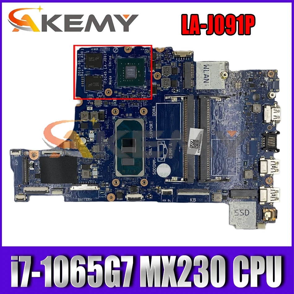 

For DELL 3493 3593 5493 5593 Laptop Motherboard CN-050RDR FDI45 LA-J091P LA-J092P With i7-1065G7 MX230 CPU 100% Tested