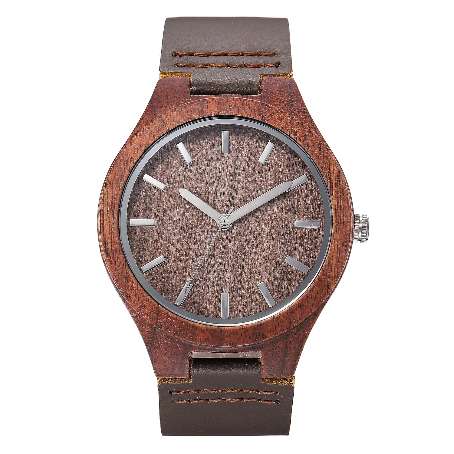 

Fashion Leather Strap Walnut Quartz Wood Watch Custom Logo OEM Mens Wood Watch Holzuhr
