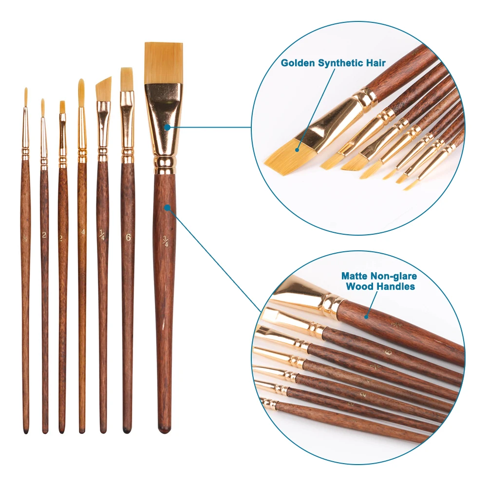 

SINOART Factory Directly Supply 7pcs Art Materials Short Handle Acrylic Oil Artist Paint Brushes Set