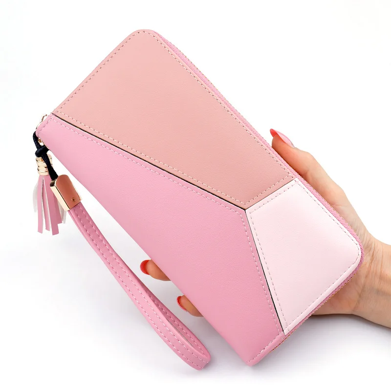 

Professional supplier 30% OFF Latest Design Splicing Women Mosaic Long Purse Wallet With Wrist Strap, Various colors available