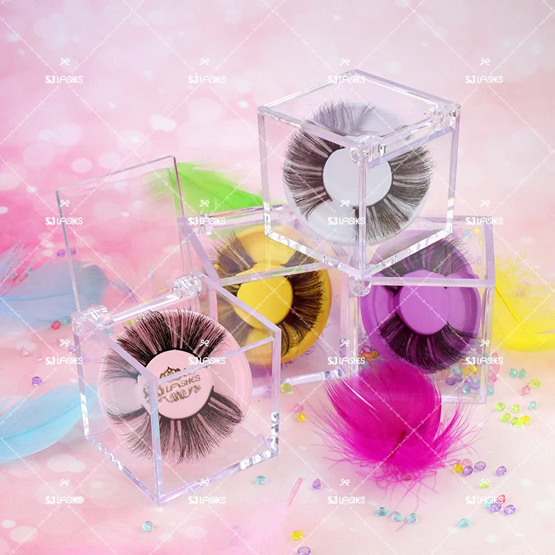 

Plastic Case For Eyelashes Luxury Box Square Round Eyelash Packaging Box Customized Logo Wholesale Professional Vendor Lashbox