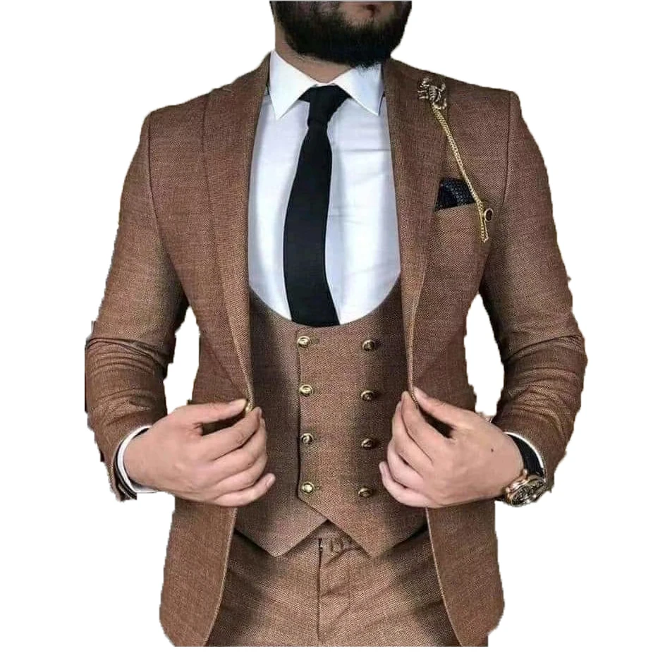 

Morili High quality one button Slim Fit Wedding Suits For Man Groom Man 3 Pieces party suits best man suit MMSB82