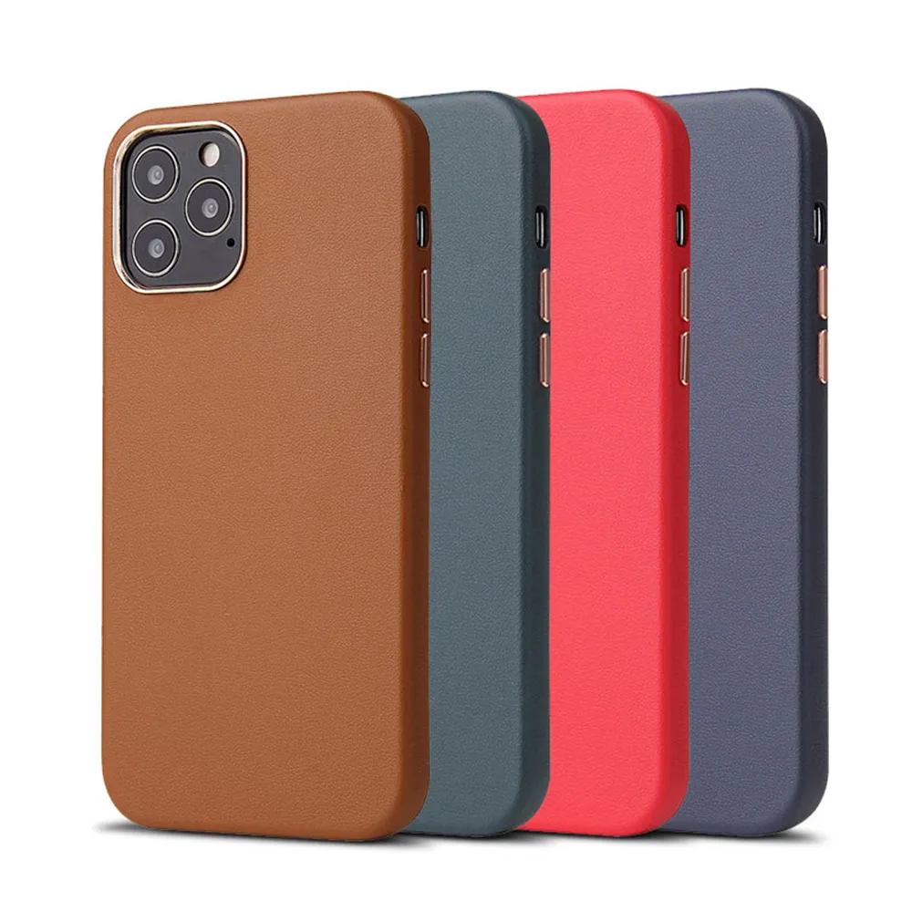 

Premium Top Grain Leather Back Cover Smart Phone Case For Iphone 12