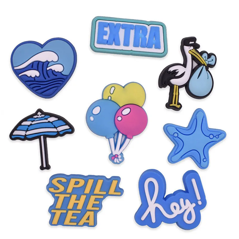 

New spot personality creative cartoon blue series pvc shoes flower decoration shoes charm, As picture/custom