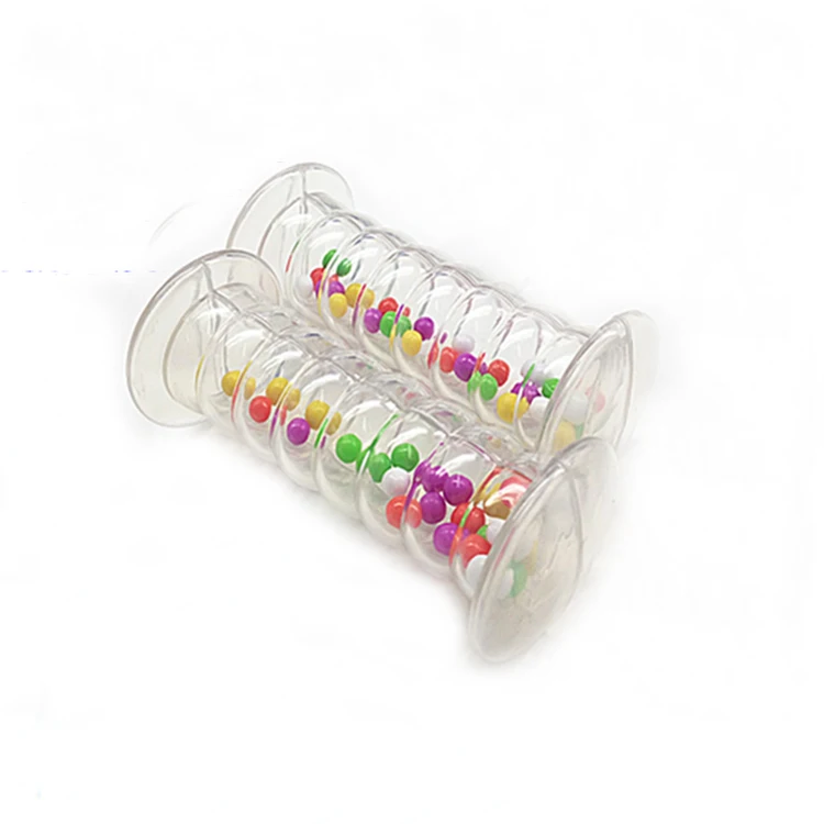 

Clear Cylindrical Plastic Rattle Ring Noise Maker with Colorful Beads Baby Toy, White/transparent/red or customized
