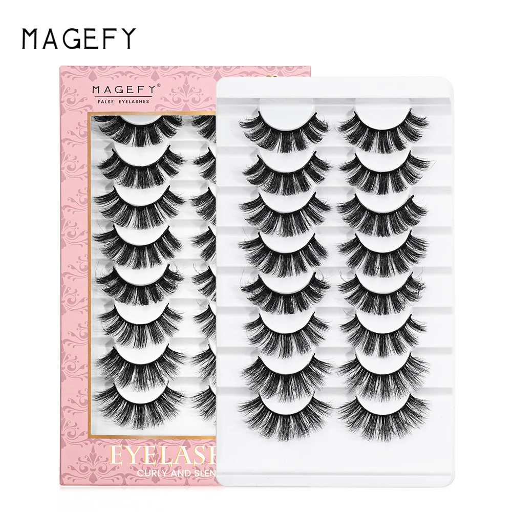 

MAGEFY false eyelashes wholesale 8pairs synthetic faux cil false eyelashes with packaging, Natural black