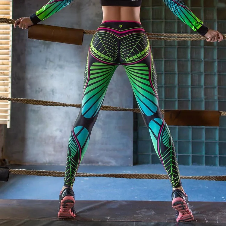 

3D Printed Running Workout Leggings Seamless Gym Leggings Power Stretch High Waisted Yoga Pants