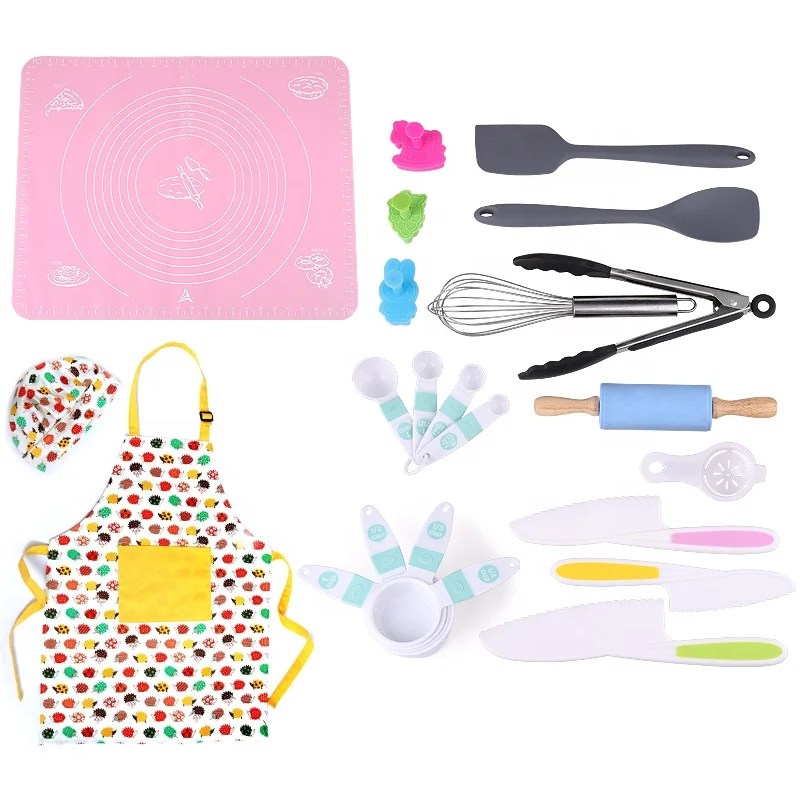 

Justa New Arrival Kitchen Cooking and Baking Tools Chef Set for Kids With Silicone Pastry Mat