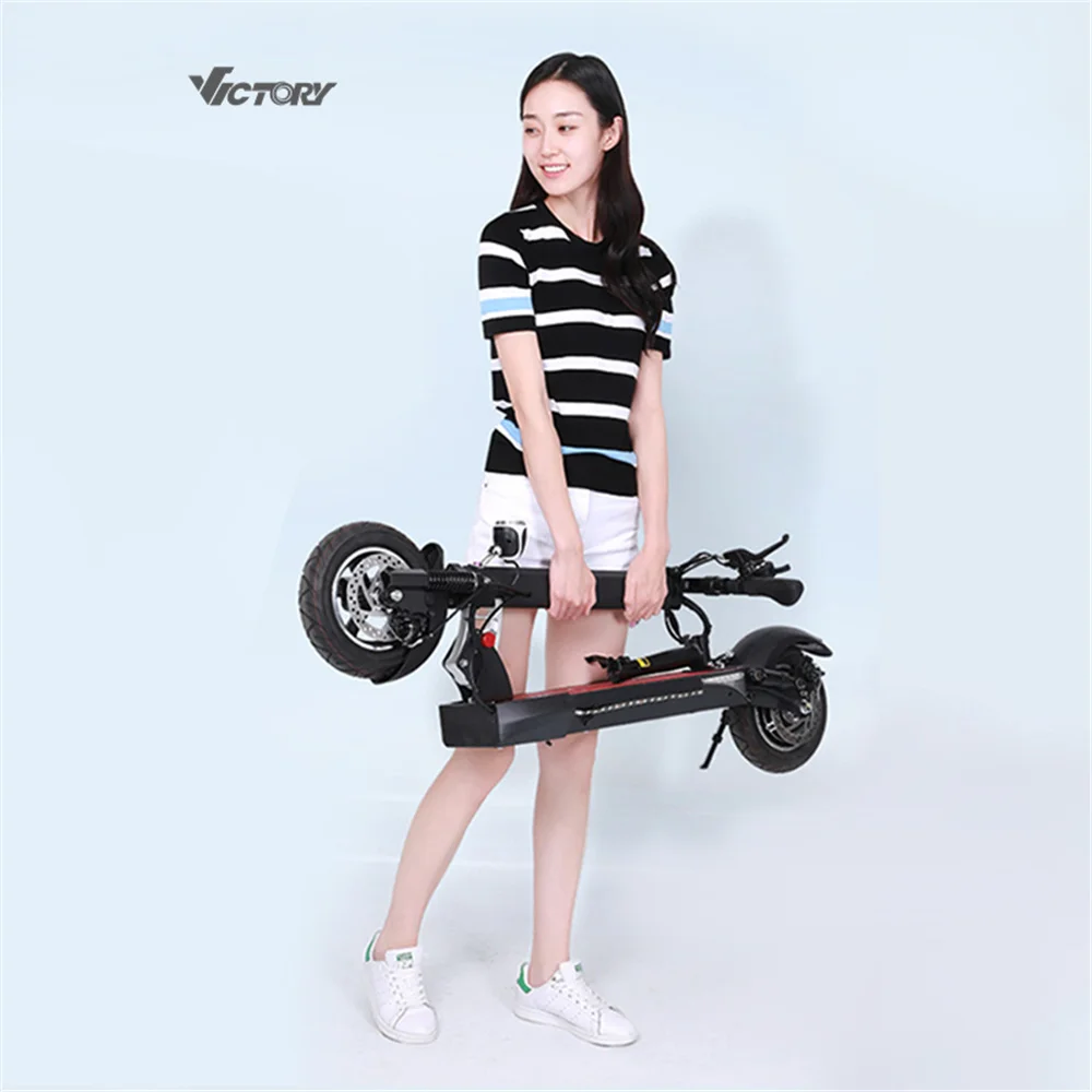 

China Manufacturer Price 500W 48v Foldable 10 Inch Powerful Electric Scooter For Adult, Black